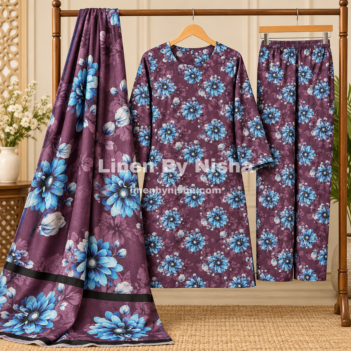 Alnina Women Winter Dhanak Same Dopatta - 3pcs - ADS08