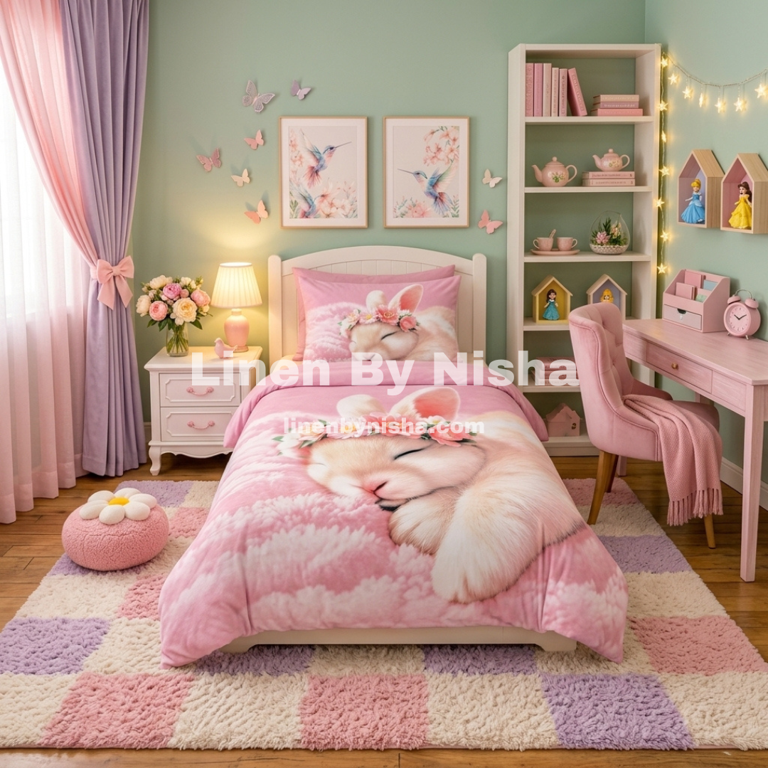 Divine Pure Cotton Kids Bed Sheet - Bunny - Single - DSB242