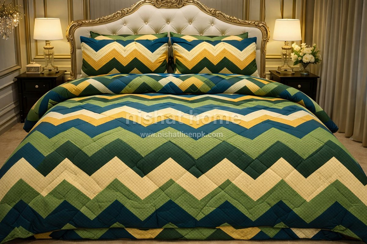 Royal Pure Cotton Winter Quilt Set - Razai Set - 6pcs - RQS15
