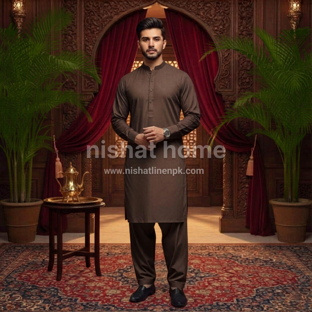 Khushi Men Premium Wash n Wear - 2pcs - Espresso - KWW18