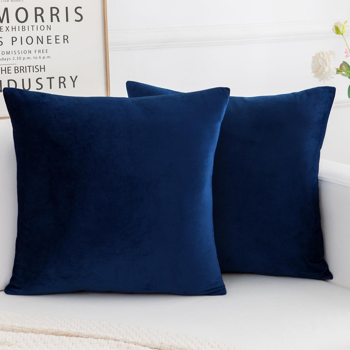 Velvez Soft Velvet Cushion Cover Set - 2pcs - Blue - VCC05