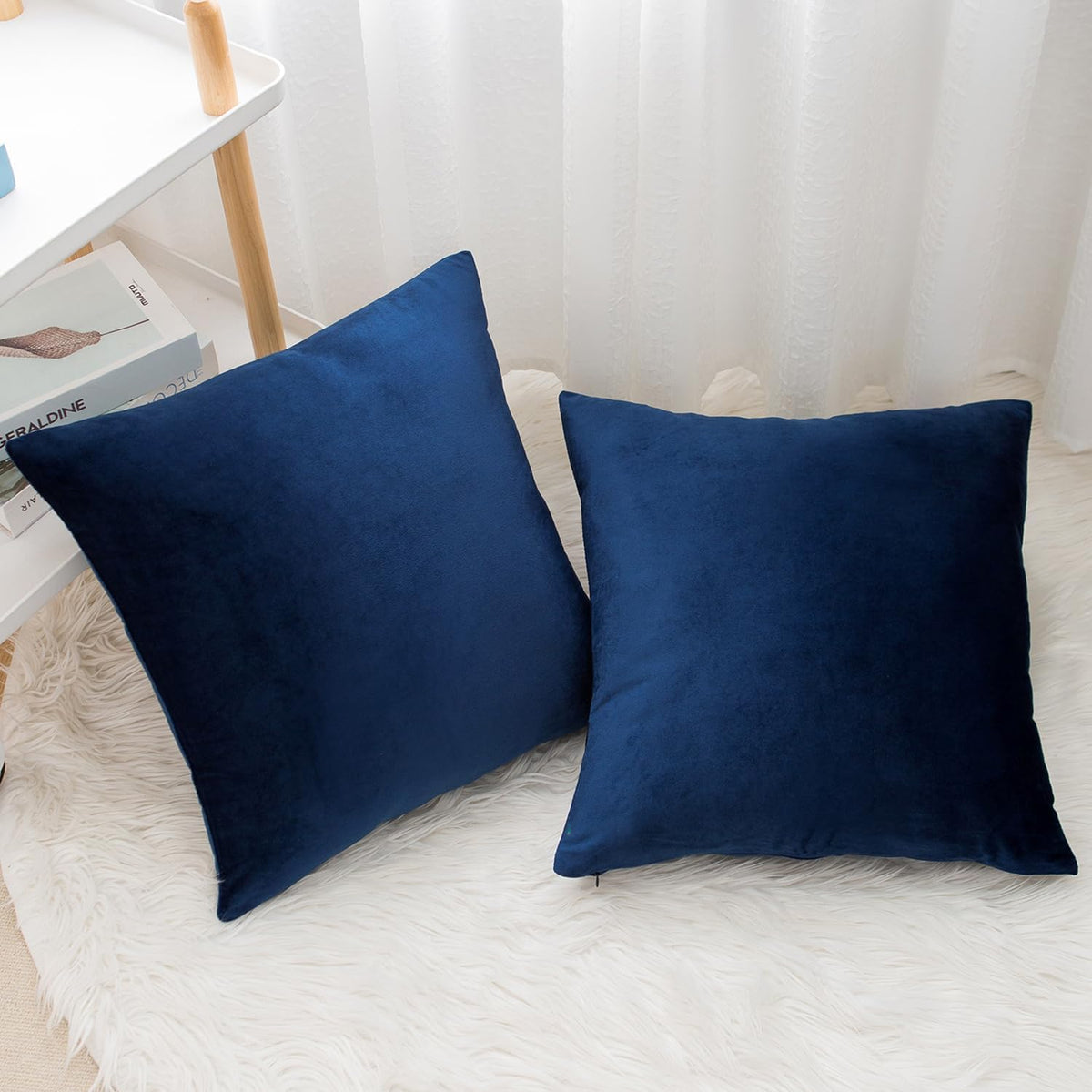 Velvez Soft Velvet Cushion Cover Set - 2pcs - Blue - VCC05